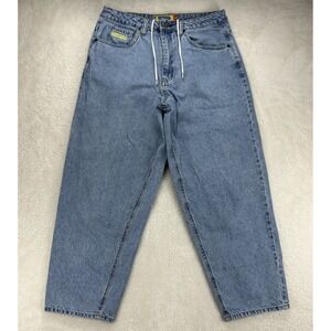 Empyre Blue Jeans Wide and Tapered Leg Size 32x27 Drawstring Embroidered